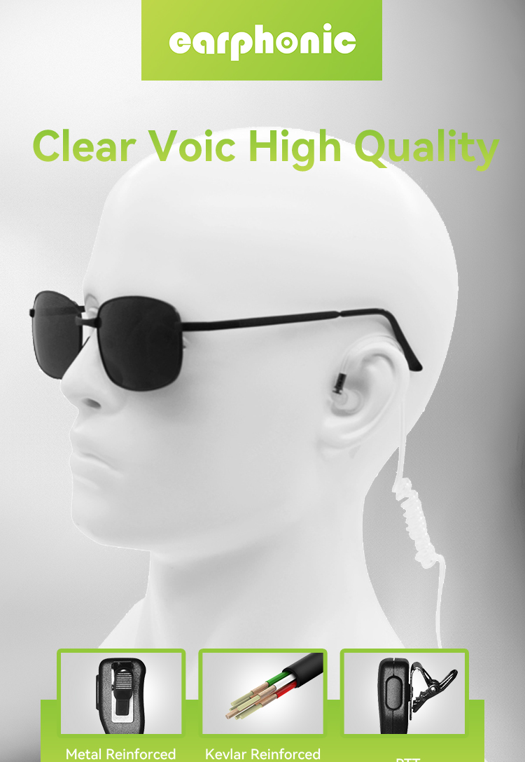 fone de ouvido walkie talkie de tubo transparente acústico de ar
