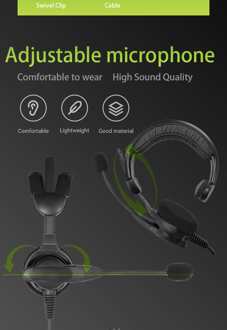 Walkie talkie headset with microphone